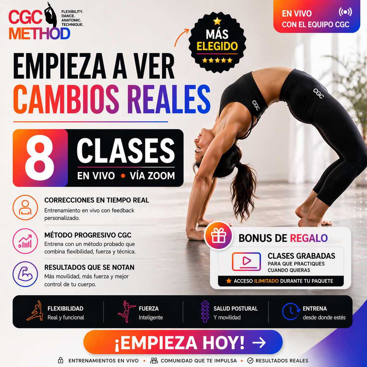 8 clases grupales en vivo – Empieza a ver resultados reales
