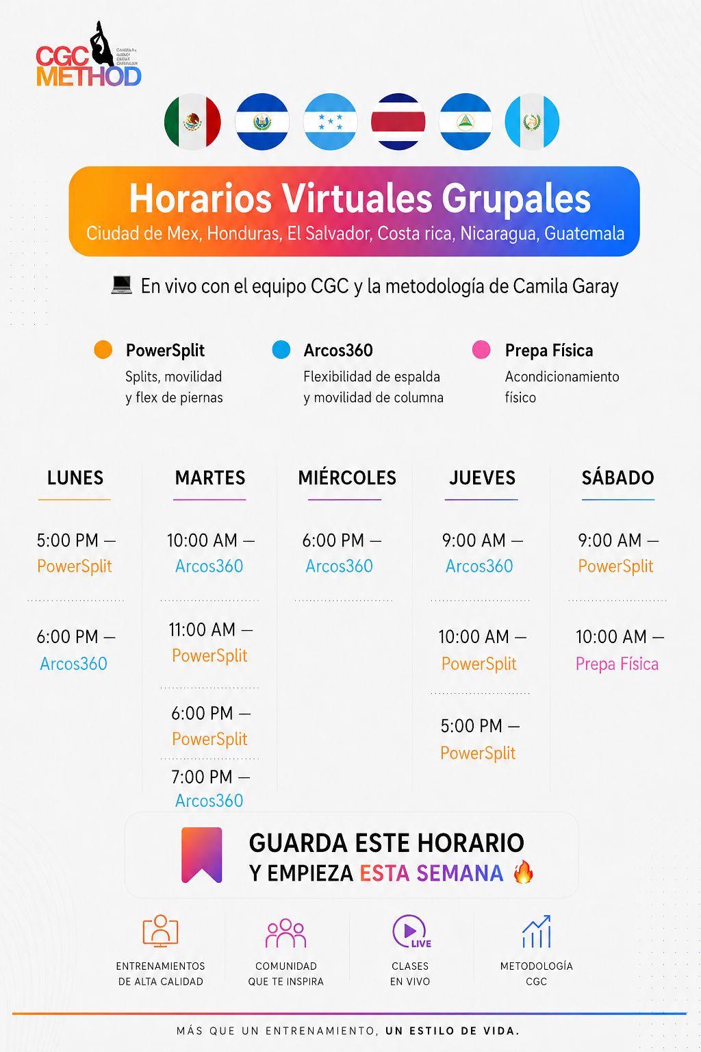 4 clases grupales en vivo – Empieza tu progreso con CGC