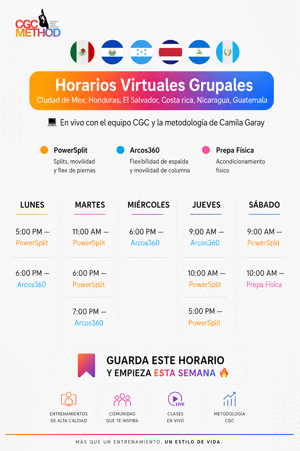 32 clases grupales en vivo – Cambio total con el método CGC