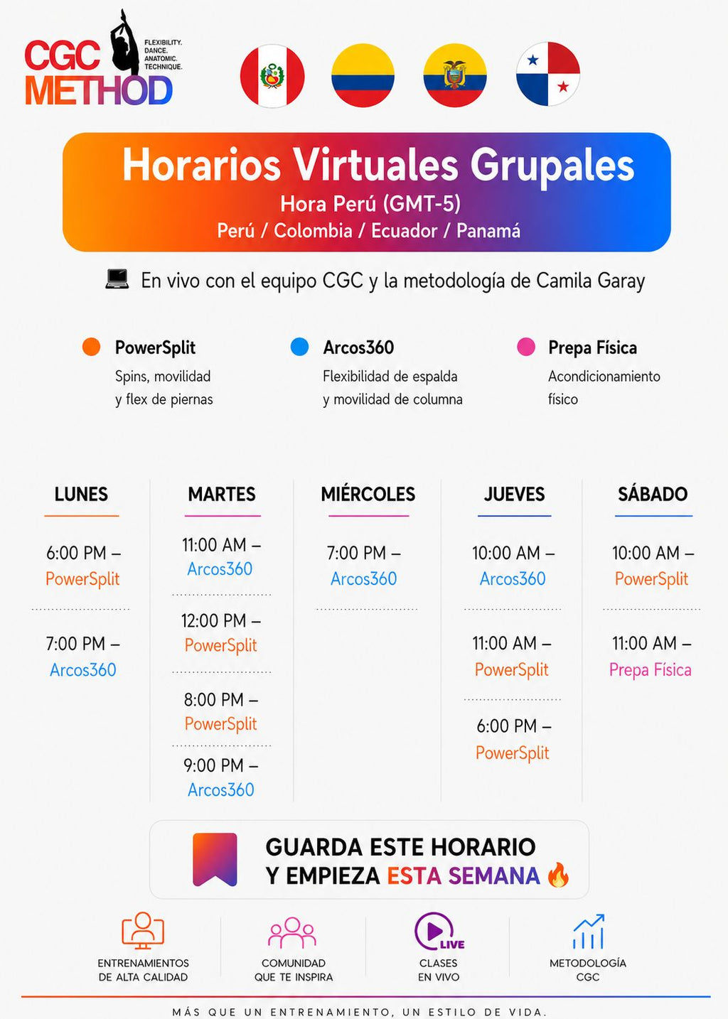 4 clases grupales en vivo – Empieza tu progreso con CGC