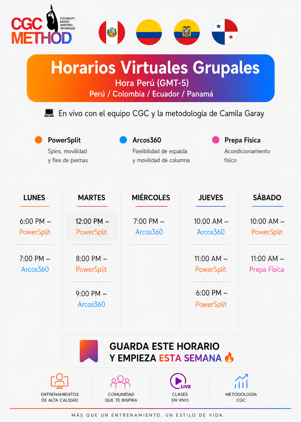 32 clases grupales en vivo – Cambio total con el método CGC
