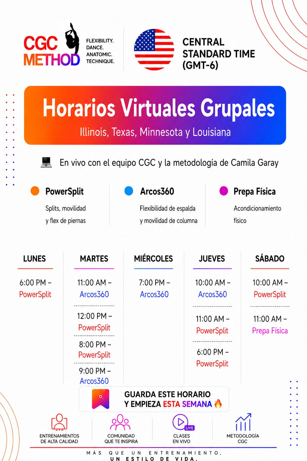 4 clases grupales en vivo – Empieza tu progreso con CGC