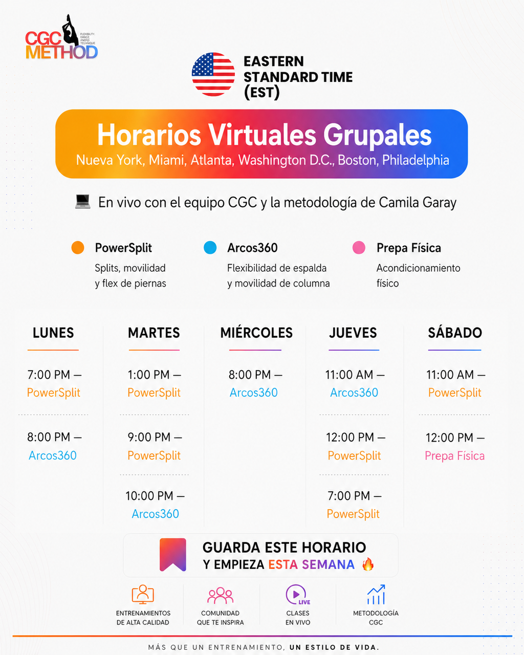 32 clases grupales en vivo – Cambio total con el método CGC