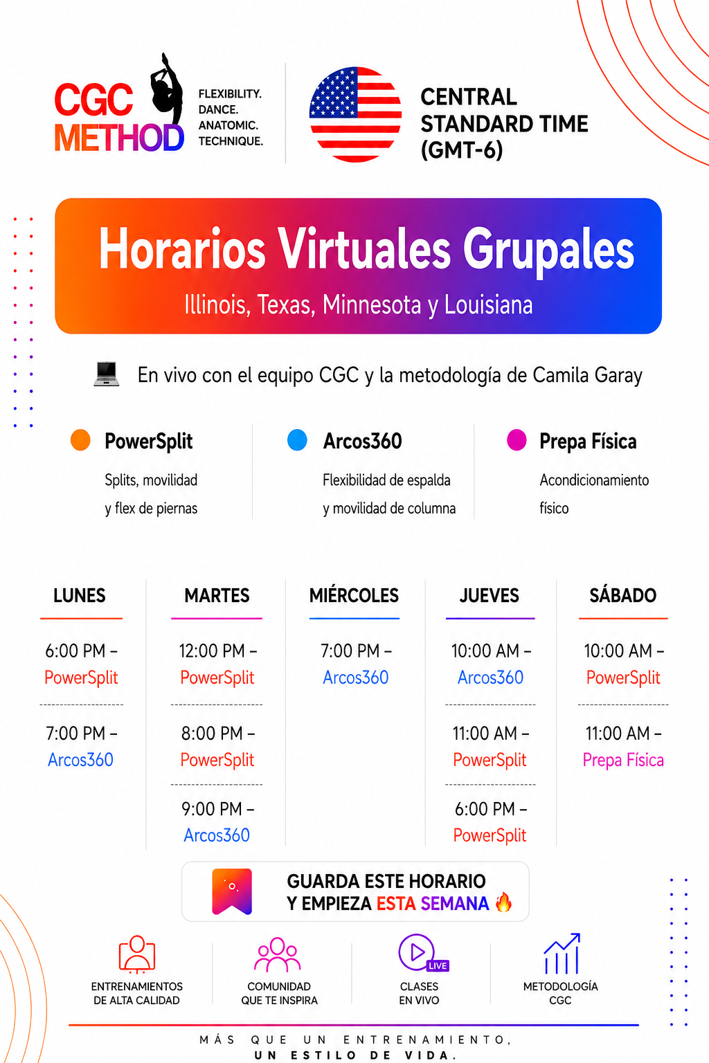 32 clases grupales en vivo – Cambio total con el método CGC