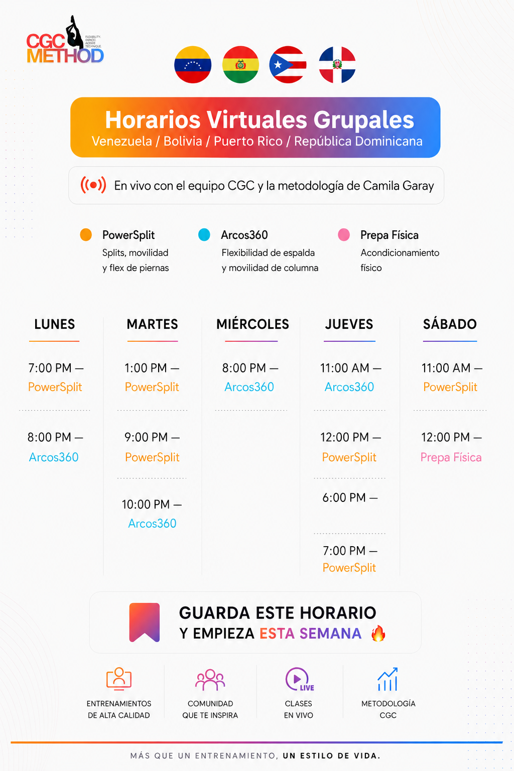 32 clases grupales en vivo – Cambio total con el método CGC