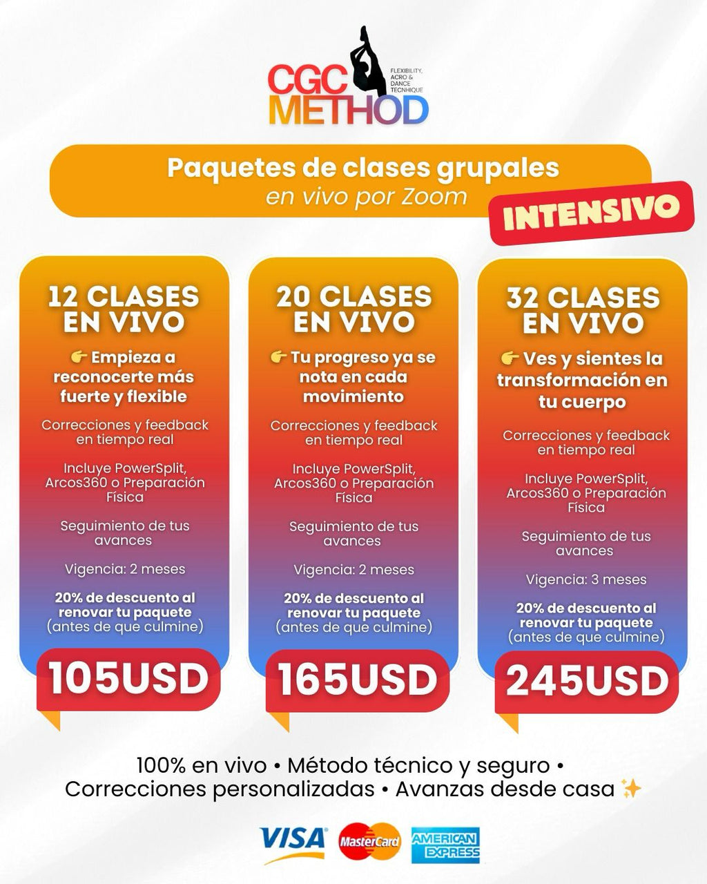 20 clases en vivo + Clase grabadas