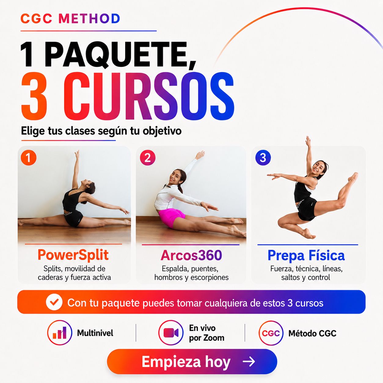 1 clase grupal en vivo – Prueba el método CGC