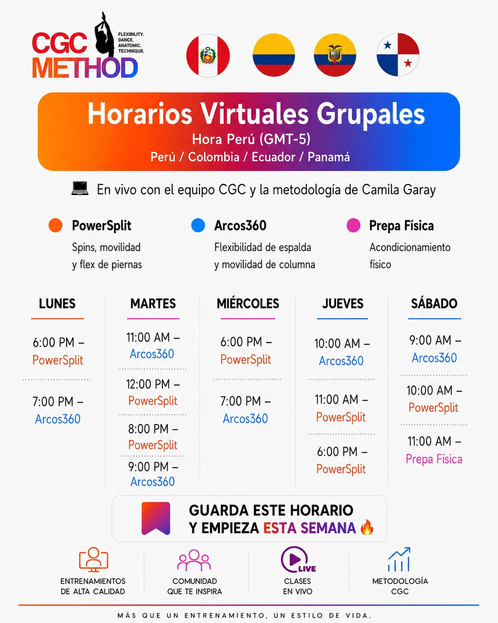 1 clase grupal en vivo – Prueba el método CGC