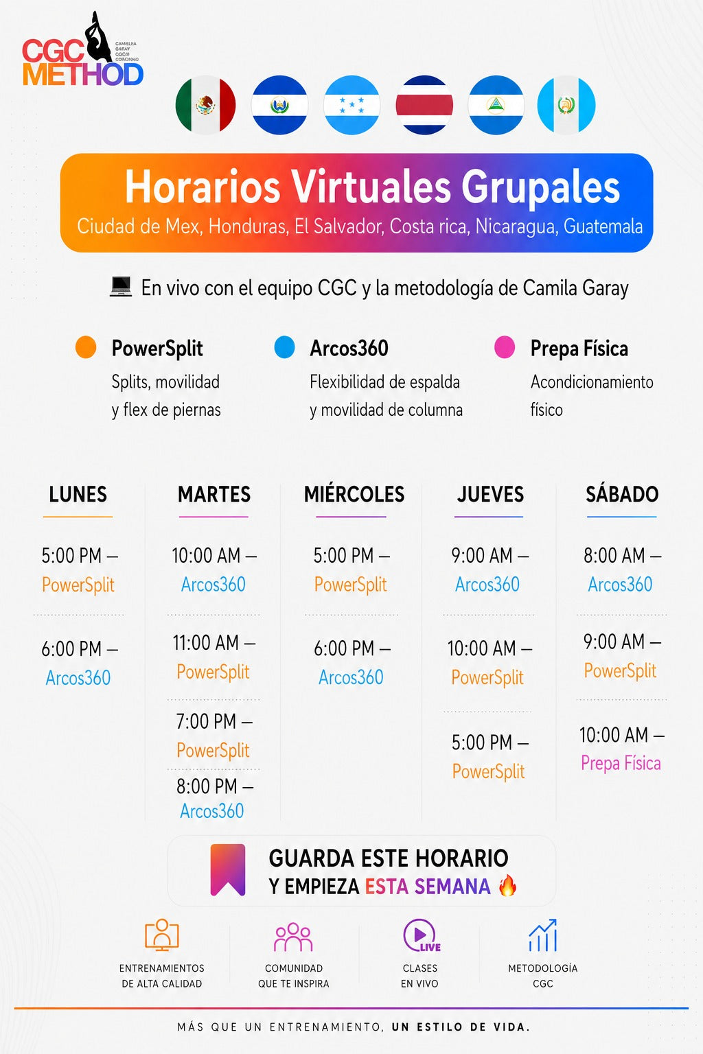 1 clase grupal en vivo – Prueba el método CGC