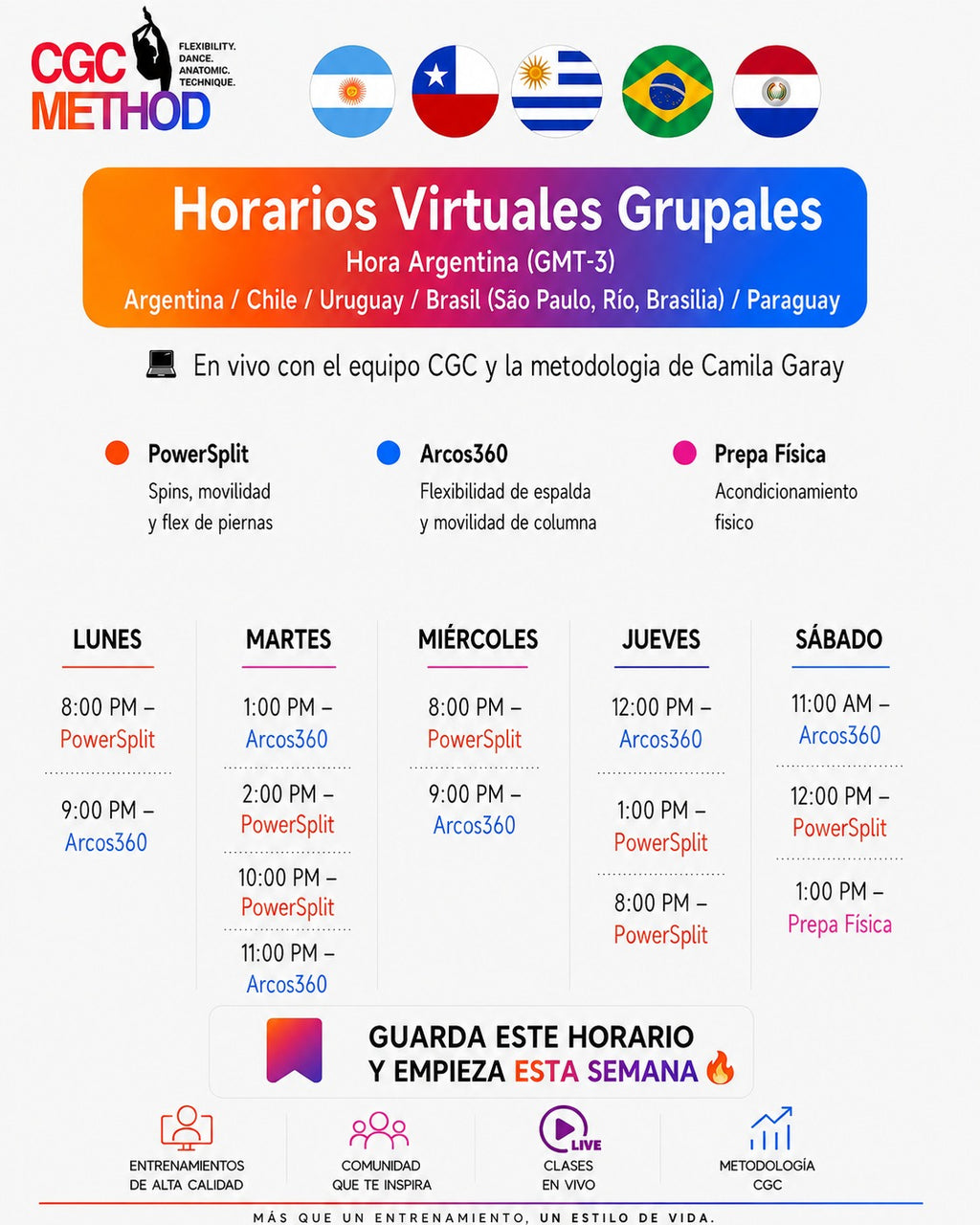 1 clase grupal en vivo – Prueba el método CGC