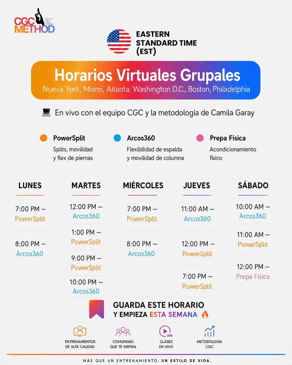 1 clase grupal en vivo – Prueba el método CGC